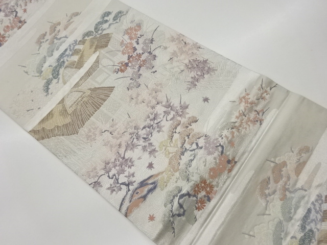 JAPANESE KIMONO / VINTAGE FUKURO OBI / WOVEN SCENERY